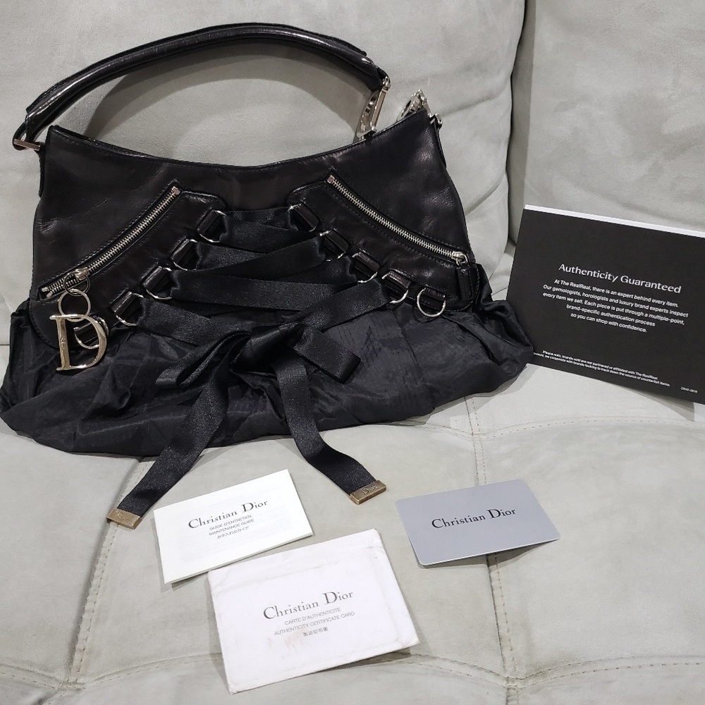 Christian Dior Nylon Leather Corset Shoulder Bag